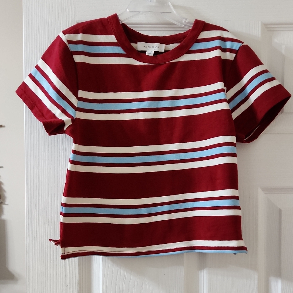 Classic Striped  Crop Top Short Sleeve Tee Not Worn